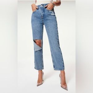 NWT Good America 90’s Duster Straight Leg Jeans, size 6, waist 28.5’
